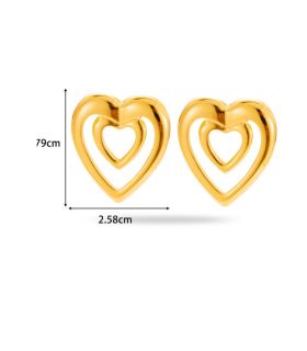 Stainless steel Double Heart earrings Colour:- Gold 18 k gold plated steelAnti tarnish and Anti Allergic