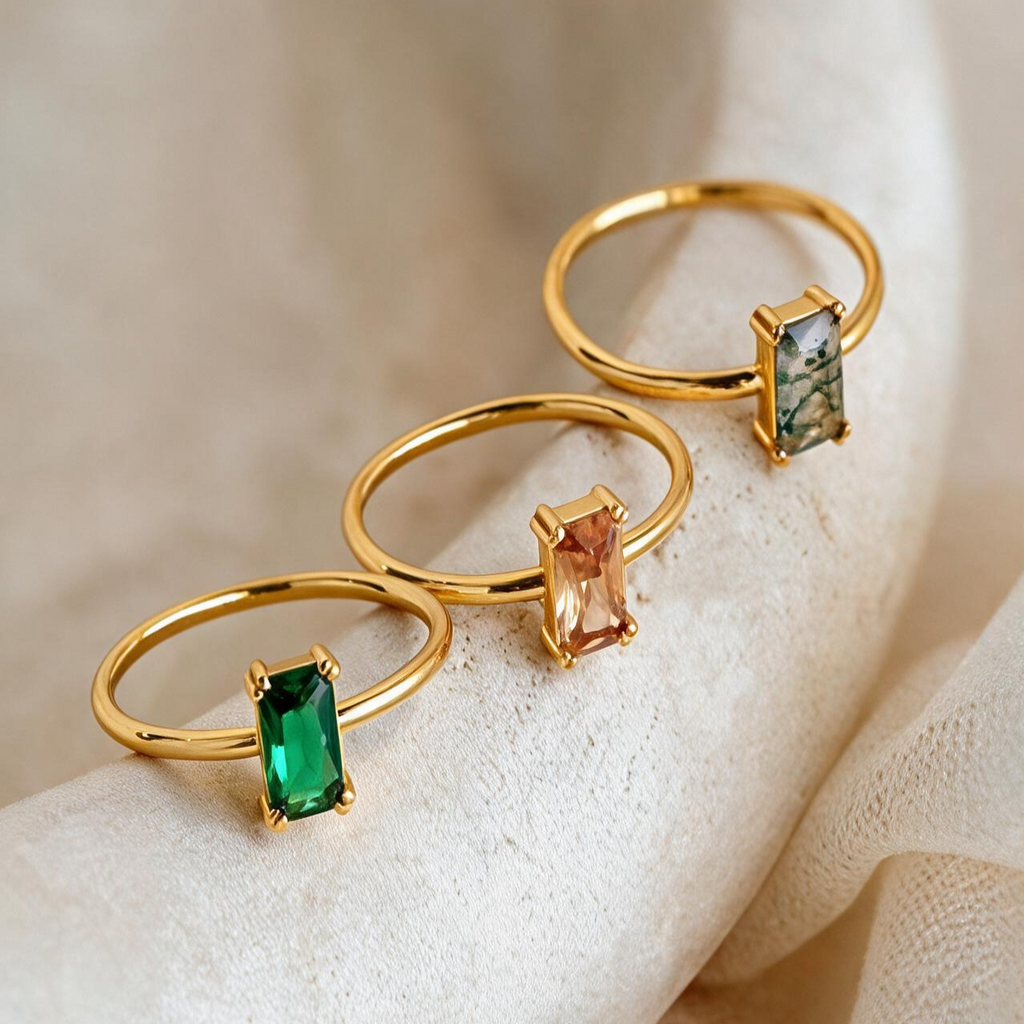 Baguette Shape Prong Set Rings