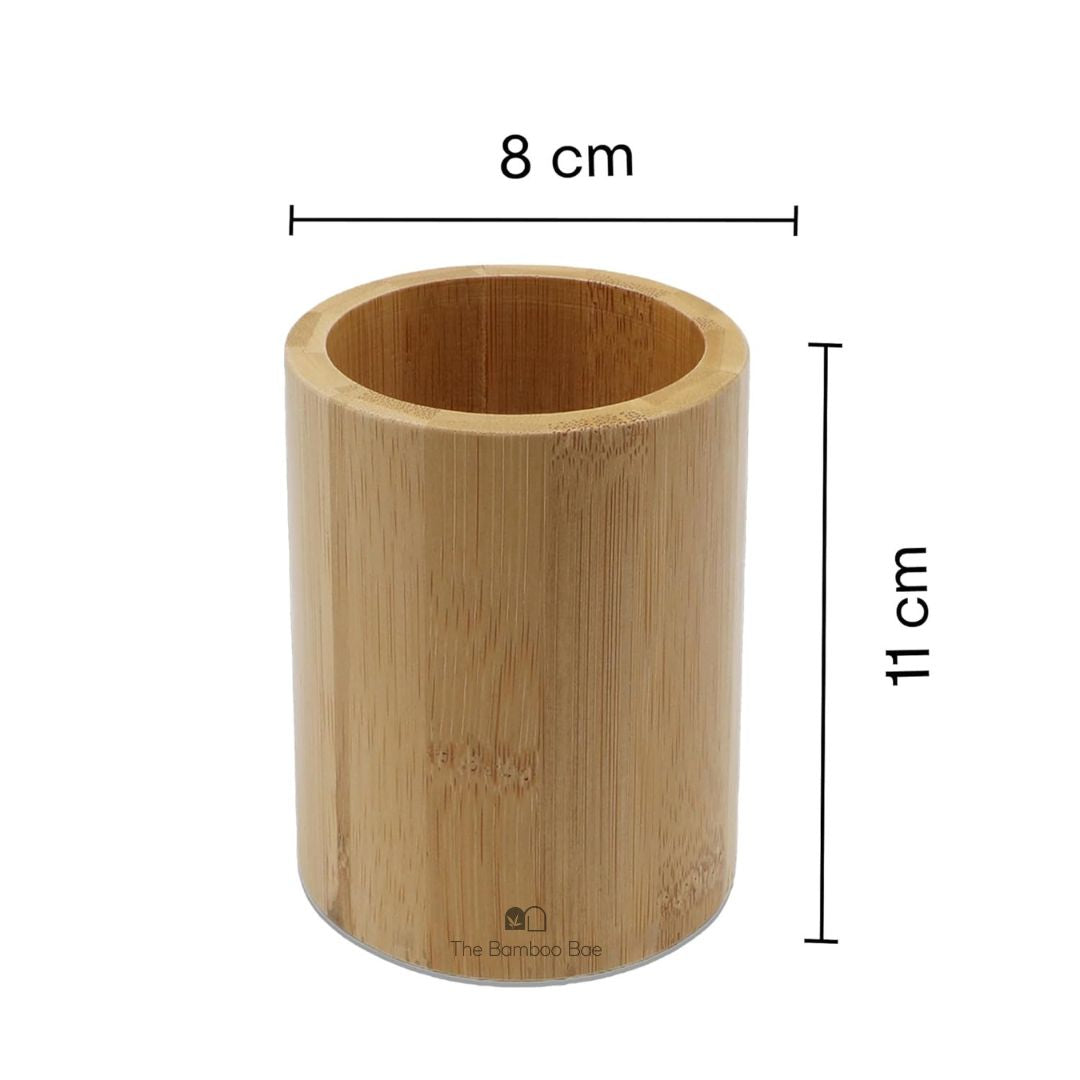 Bamboo Toothbrush Holder Stand – Multipurpose Round Stand - The Bamboo Bae