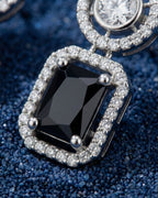 Black Emerald-Cut Concentric Earrings