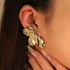 Stainless Steel leafy earrings18 k gold plated Anti tarnish and Anti Allergic Superior Quality