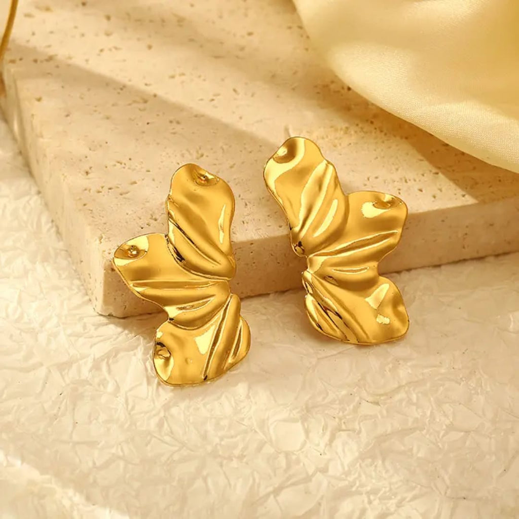 Stainless Steel leafy earrings18 k gold plated Anti tarnish and Anti Allergic Superior Quality