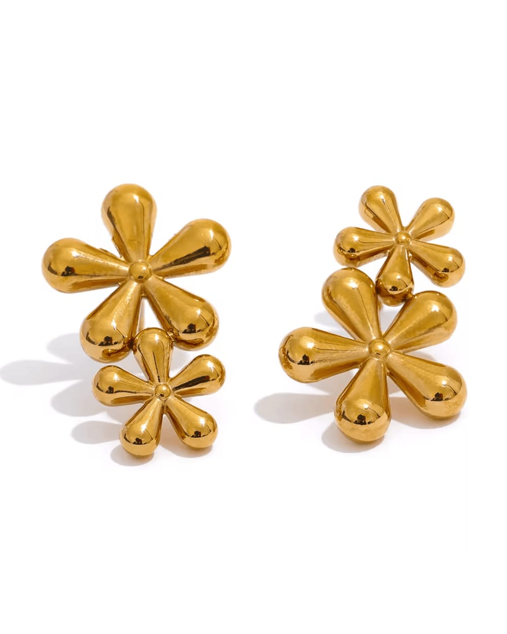Stainless steel Double flower earrings