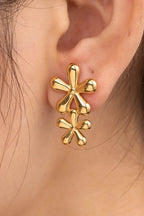 Stainless steel Double flower earrings
