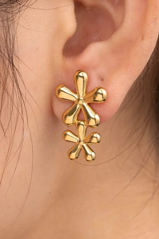 Stainless steel Double flower earrings