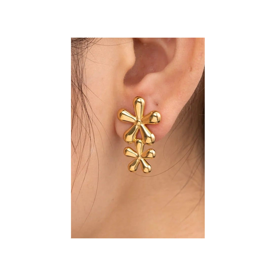 Stainless steel Double flower earrings