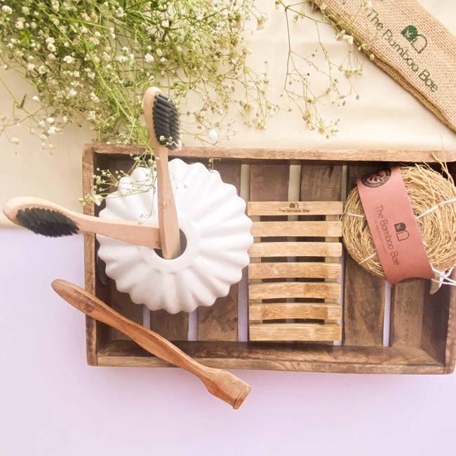 Zero Waste Kit | Personal Care Festive Gifting Combo | Soap Tray + Toothbrush + Tongue Cleaner + Loofah