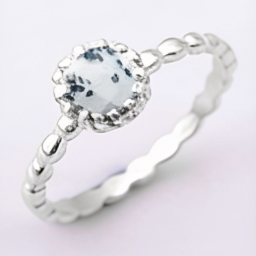 Round Gemstone Sterling Silver Ring
