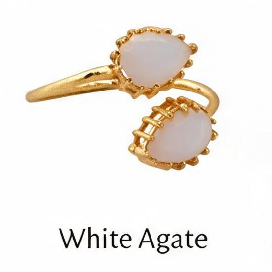 Double Gemstone Pear Shape Adjustable Ring