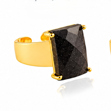 Rectangle Gemstone Wide Band Rings
