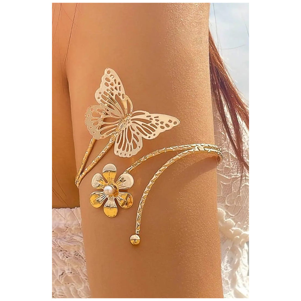 Butterfly/ Flower shaped Armlets Colour:- Gold Material:- Copper Alloy Anti tarnish and Anti Allergic Superior Quality products