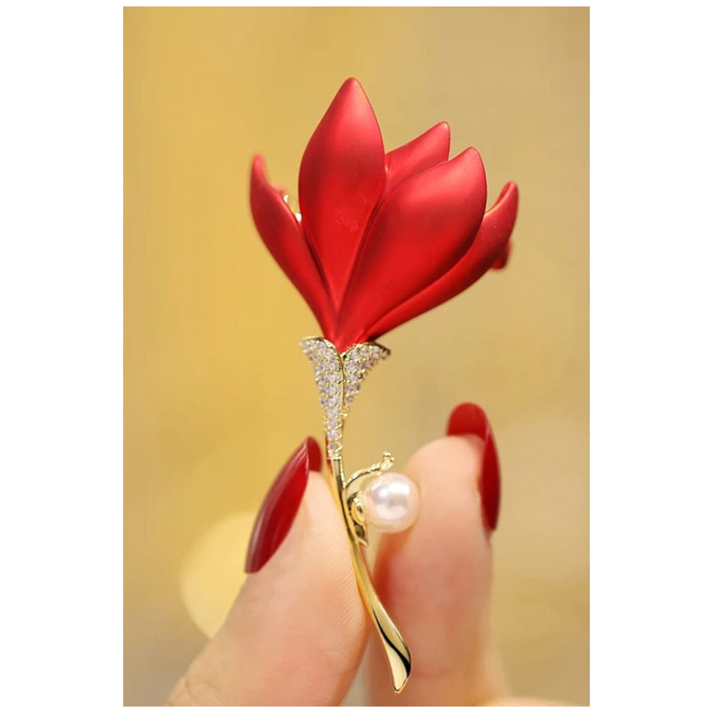 Rose tulip brooch Unisex style for men's and womenMaterial:- Alloy Copper Anti tarnish and Anti Allergic