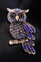 Owl Brooch , big size Unisex style Gold , blue and silver colour available Anti tarnish material