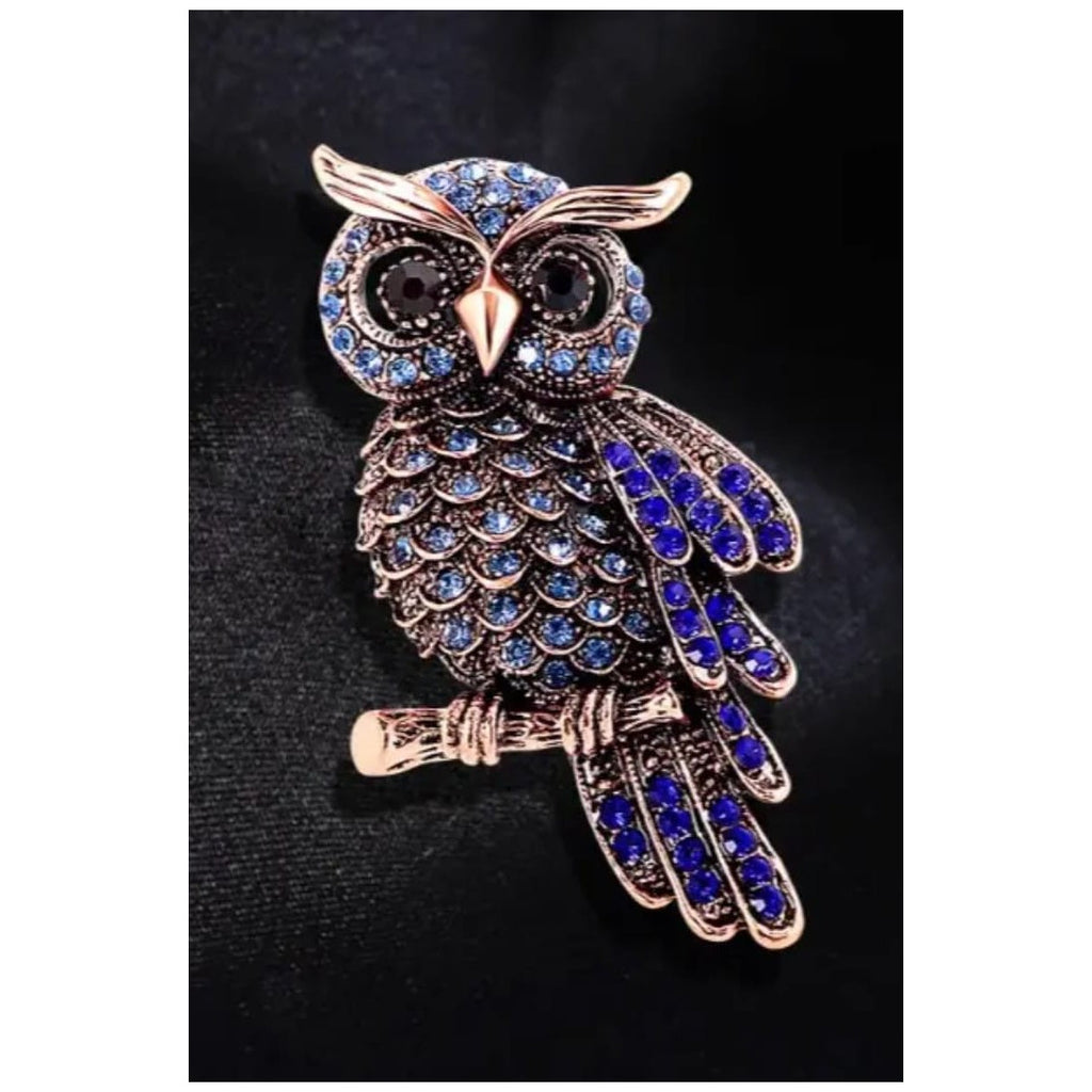 Owl Brooch , big size Unisex style Gold , blue and silver colour available Anti tarnish material