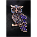 Owl Brooch , big size Unisex style Gold , blue and silver colour available Anti tarnish material