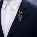Owl Brooch , big size Unisex style Gold , blue and silver colour available Anti tarnish material
