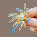 Enamel Brooch: Cubic Zirconia Pearl Lapel Pin
