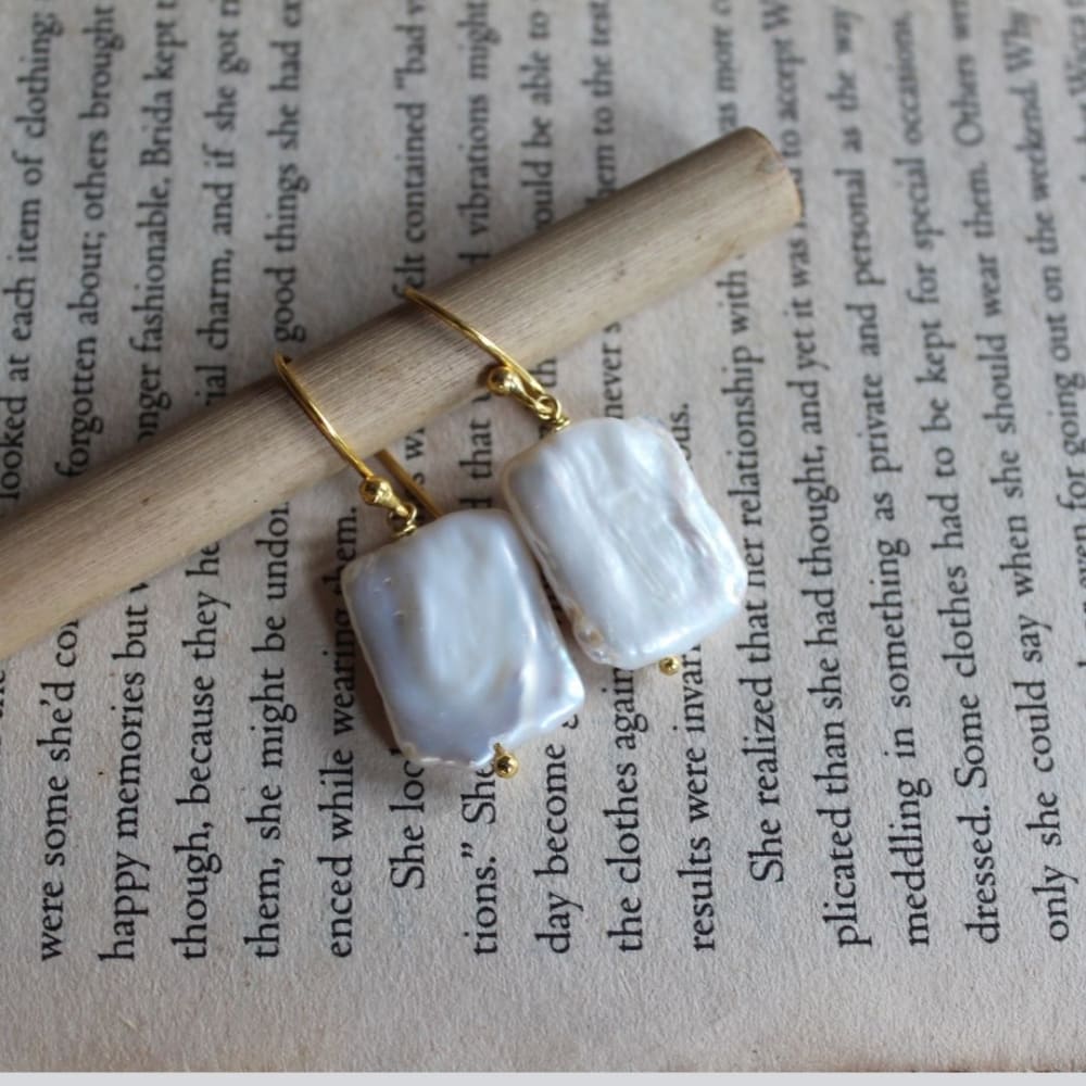 #34 - Square Baroque Pearl Earrings