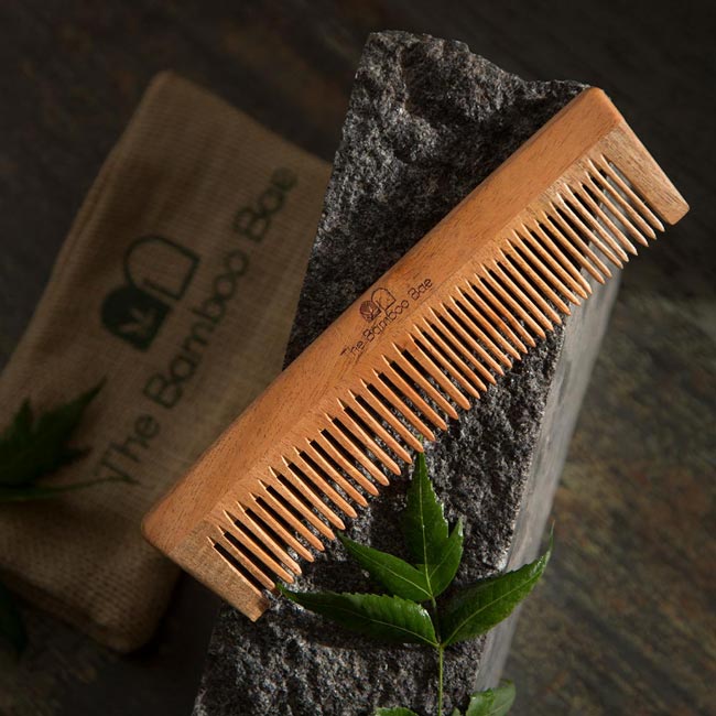 Neem Wooden Comb – Natural Dual-Tooth Hair Comb | Dandruff Control, Frizz Reduction & Gentle Detangling | Suitable for All Hair Types