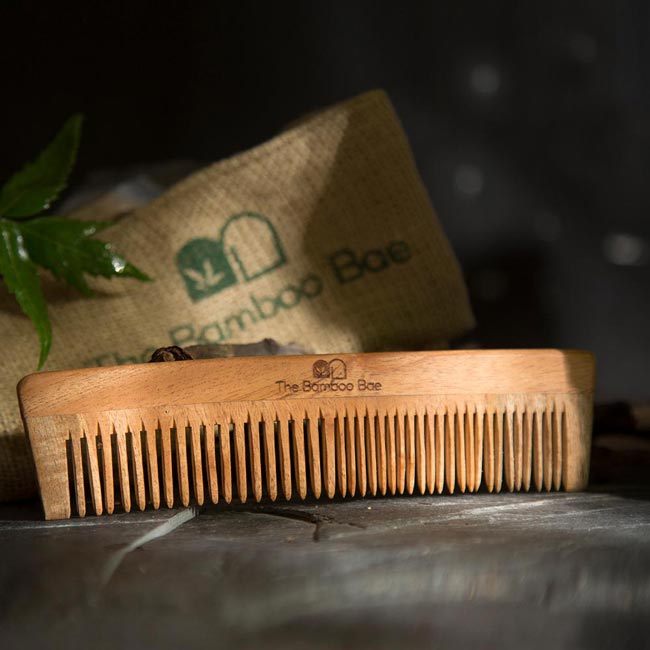 Neem Wooden Comb – Natural Dual-Tooth Hair Comb | Dandruff Control, Frizz Reduction & Gentle Detangling | Suitable for All Hair Types