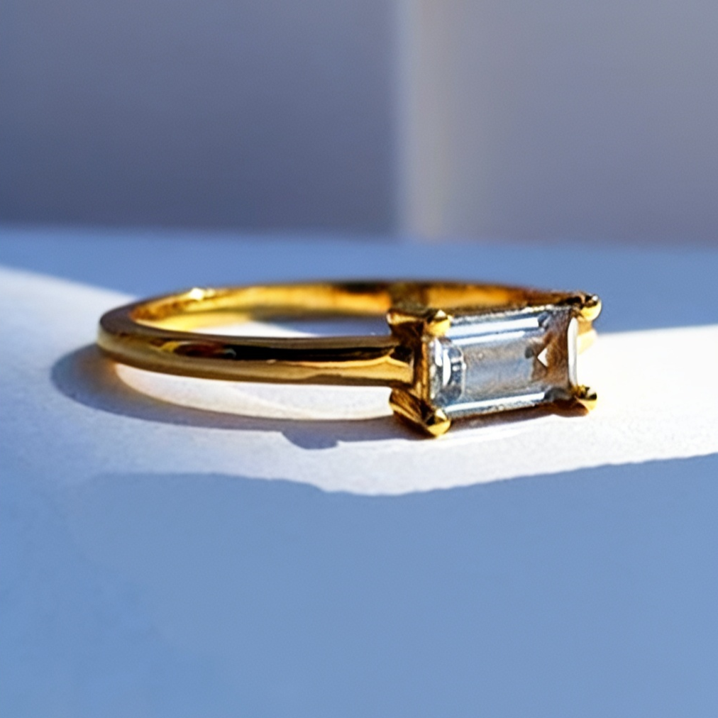 Baguette Shape Prong Set Rings