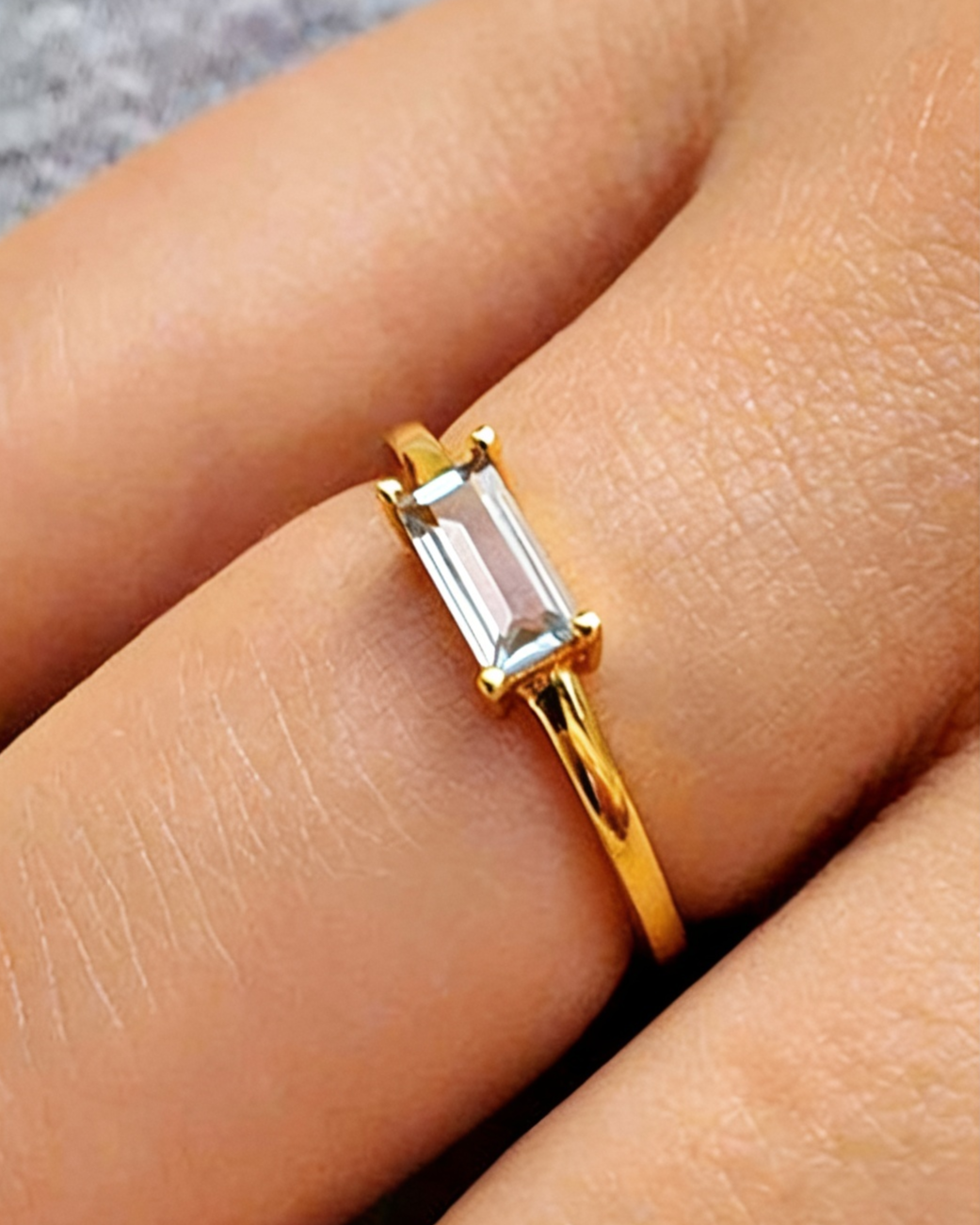 Baguette Shape Prong Set Rings