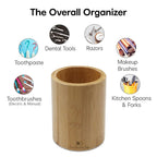 Bamboo Toothbrush Holder Stand – Multipurpose Round Stand - The Bamboo Bae