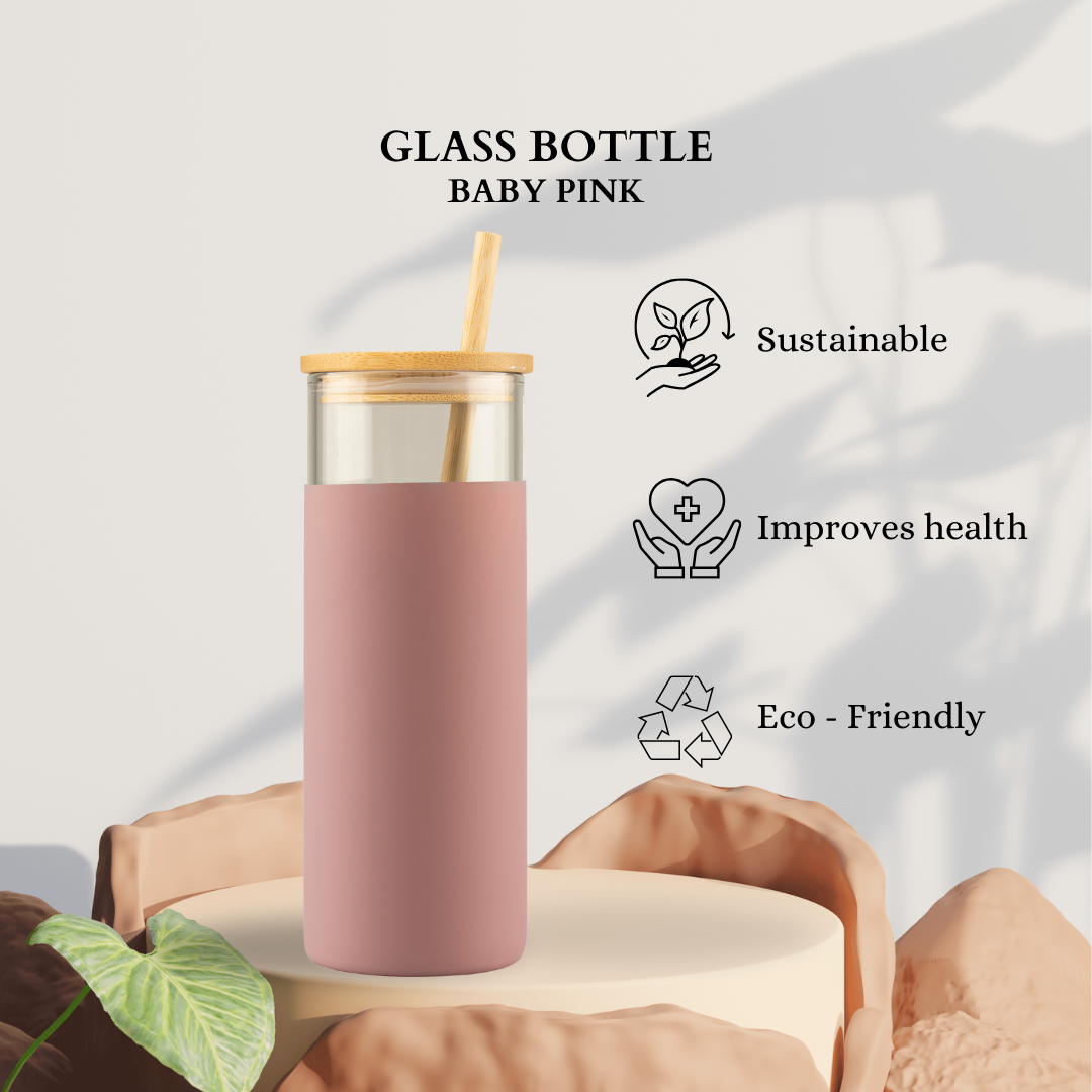 Glass Sipper with Bamboo Lid & Straw – Tumbler with Sleeve - The Bamboo Bae