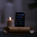 Natural Bamboo Sound Amplifier – Passive Acoustic Phone Speaker Stand | Handcrafted Bamboo Audio Booster with Carved Design | No Power, No Wires