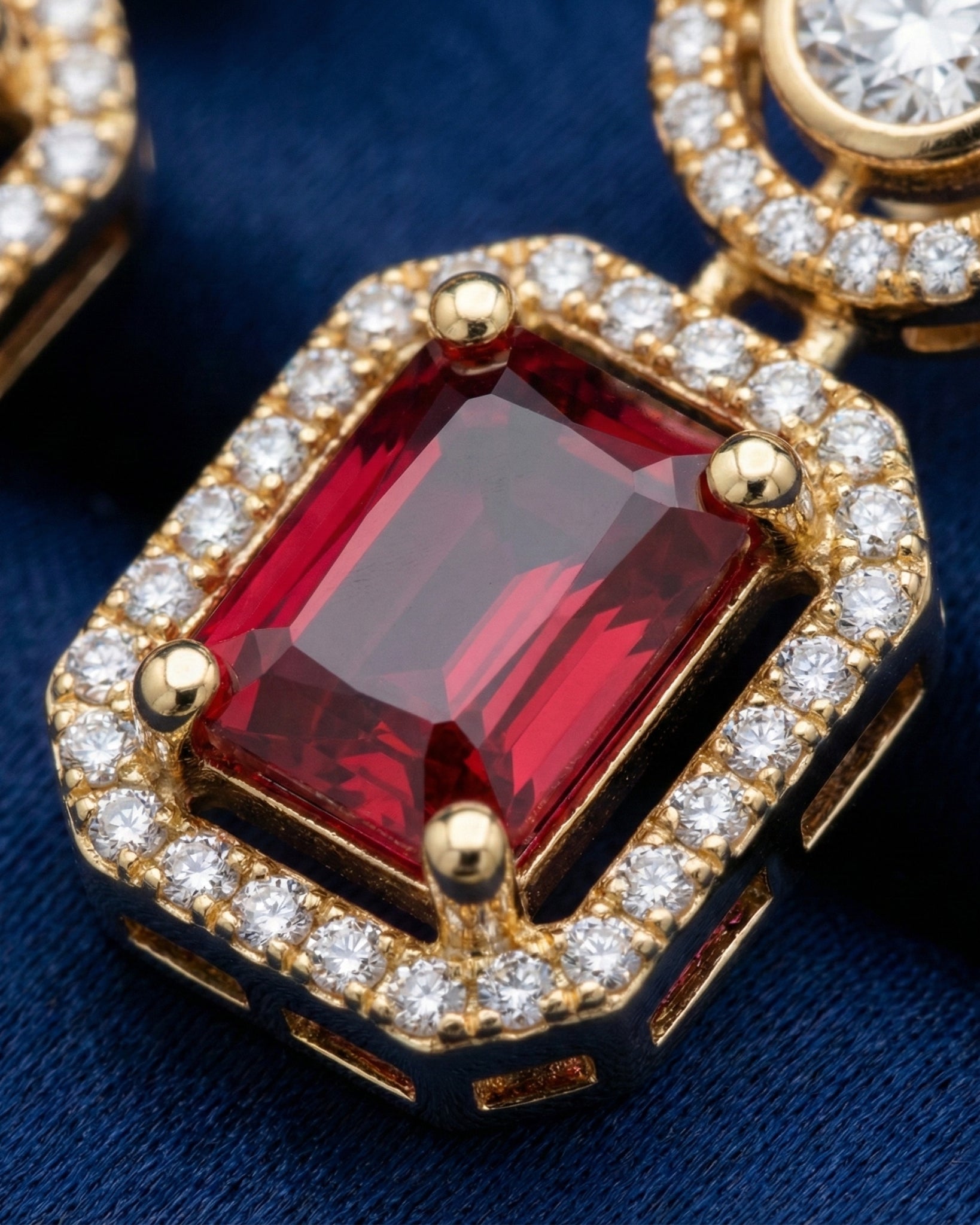 Red Emerald-Cut Concentric Earrings