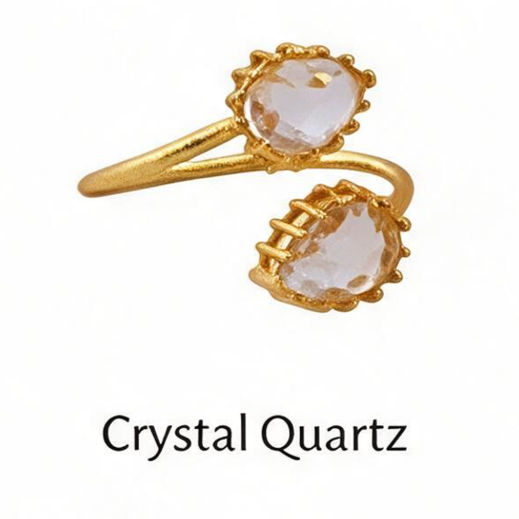 Double Gemstone Pear Shape Adjustable Ring