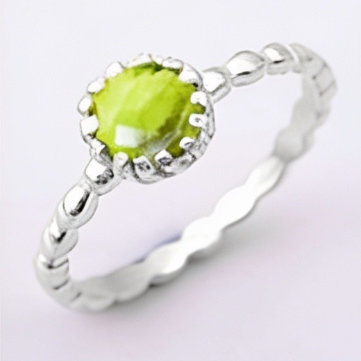 Round Gemstone Sterling Silver Ring