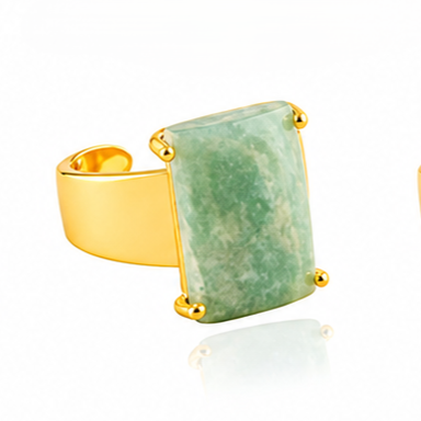 Rectangle Gemstone Wide Band Rings