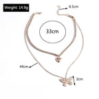 Classy double layer heart& butterfly  charming  necklace
