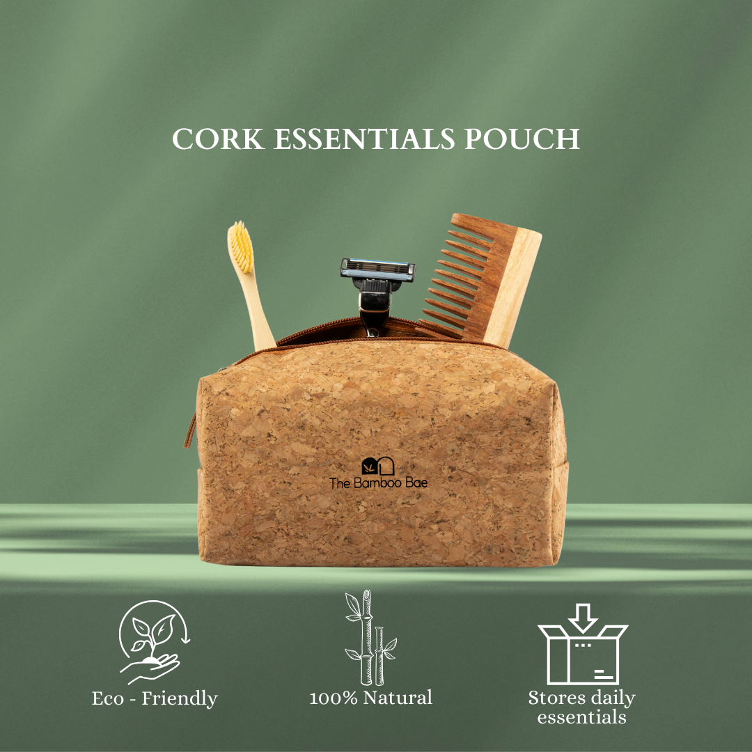 Cork Pouch Bag | Eco Friendly Travel Kit | Cork Toiletry Bag | Sustainable Makeup Bag