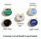 Gemstone Carved Double Loop Pendant