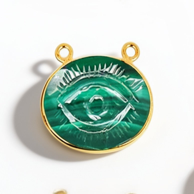 Gemstone Carved Double Loop Pendant