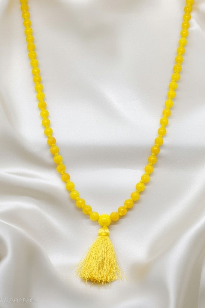 Emerald Green Glass Bead Mala Necklace
