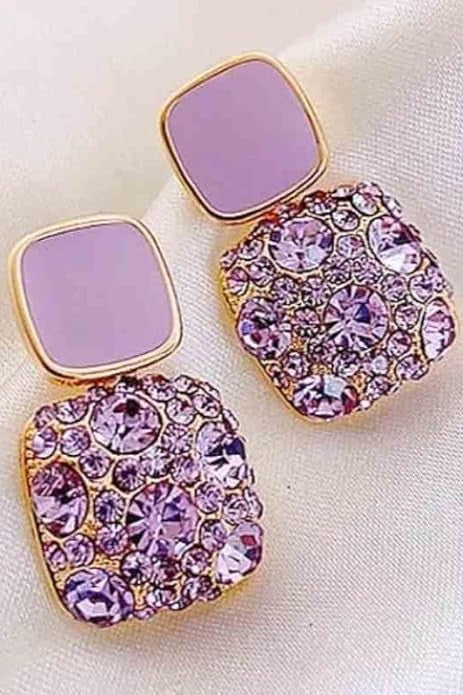 Anti Tarnish Luxury Ear studs Color :-  Purple