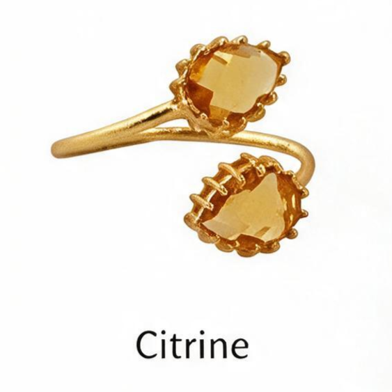 Double Gemstone Pear Shape Adjustable Ring