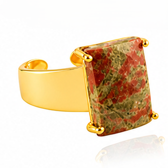 Rectangle Gemstone Wide Band Rings