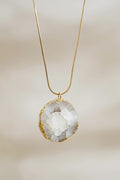 18K Gold Plated White Agate Druzy Pendant Necklace