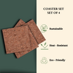 Cork Square Coaster Set | 4 pcs | Sustainable Cork Coasters | Eco friendly Drink Coasters for Home & Office
