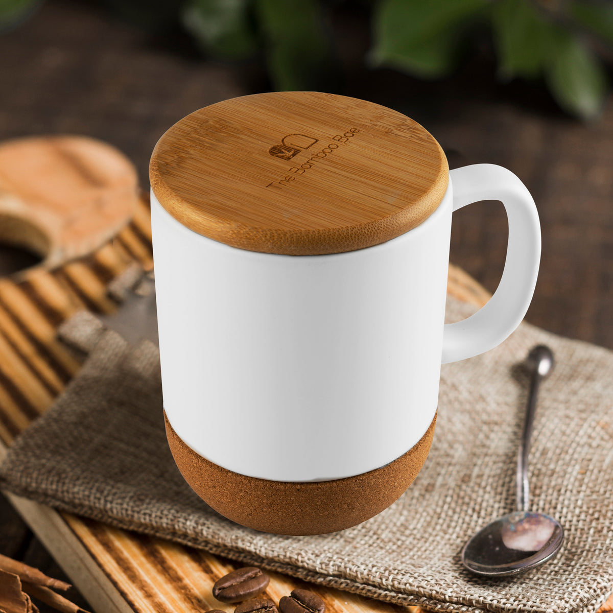 Cork Coffee Mug – Porcelain Mug with Cork Base & Bamboo Lid - The Bamboo Bae