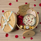 Valentine Special Box | Bamboo Gift Box with Cork Lid Candle & Love Note