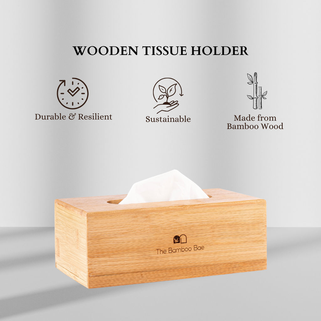 Bamboo Tissue Box – Sustainable Wooden Holder for Home & Office - The Bamboo Bae