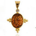 Gemstone Carved Fancy Bezel Pendant with Cz