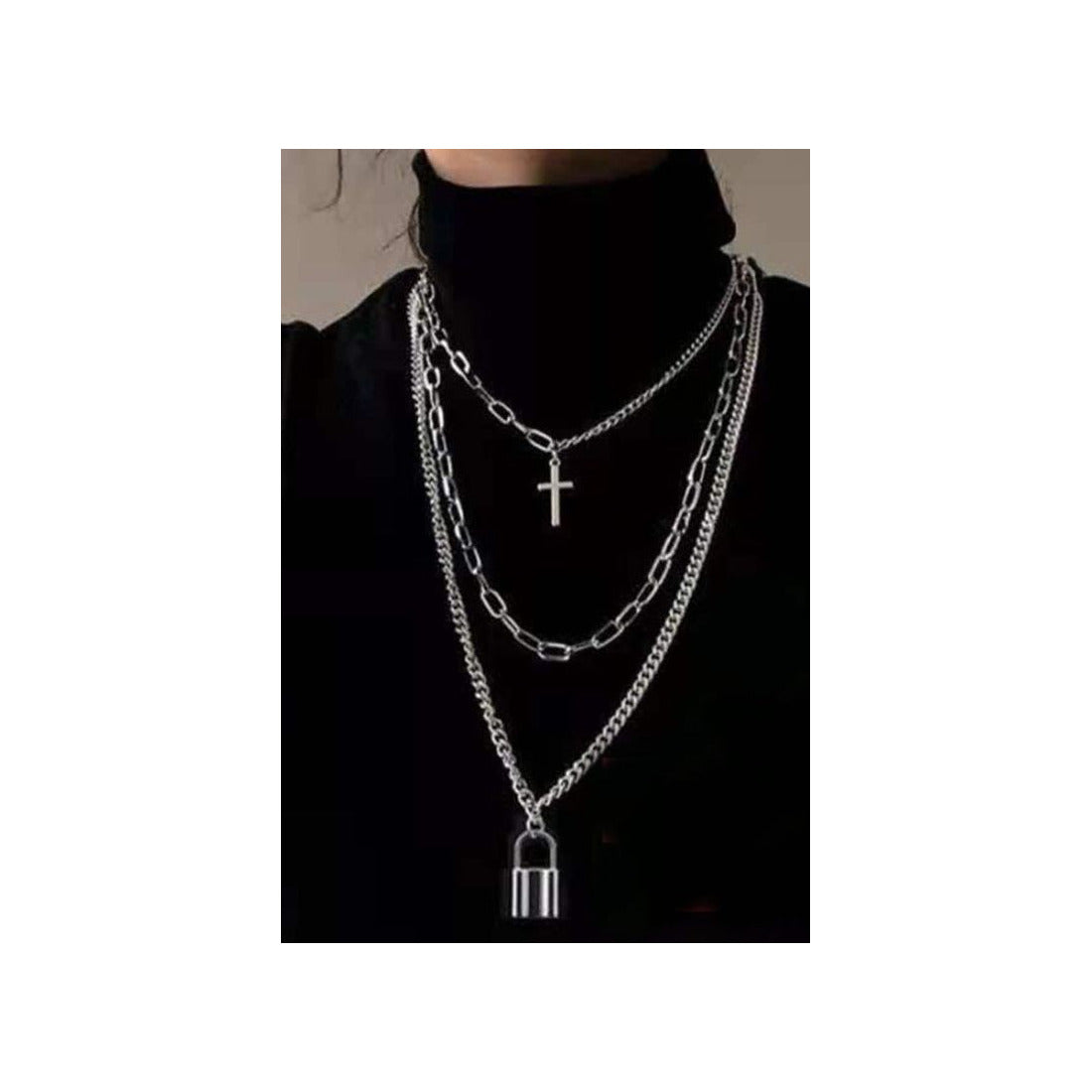 Three layer lock and cross style chain