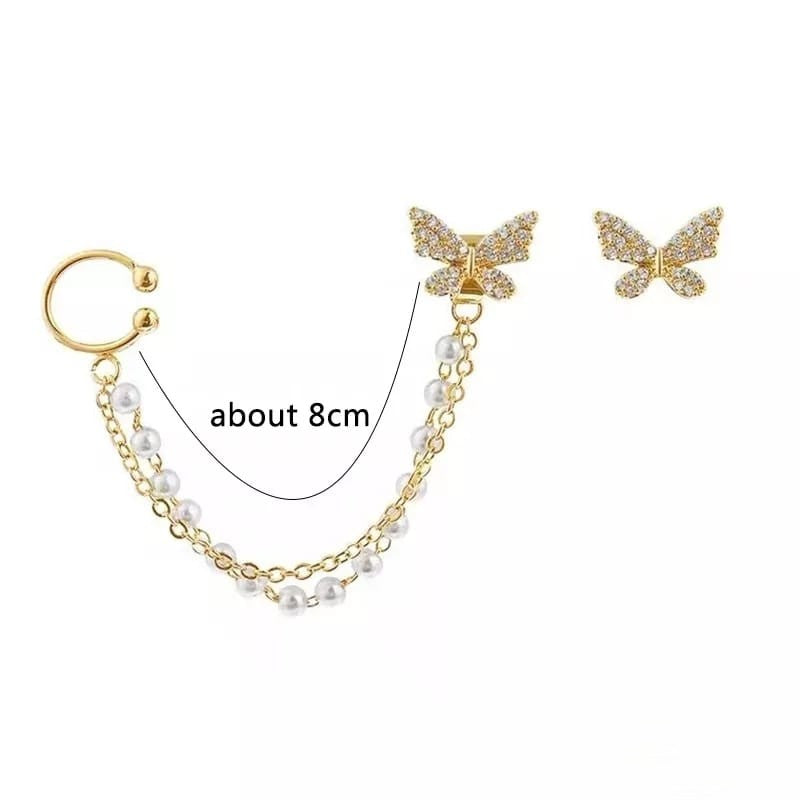 Butterfly pearl earrings for women