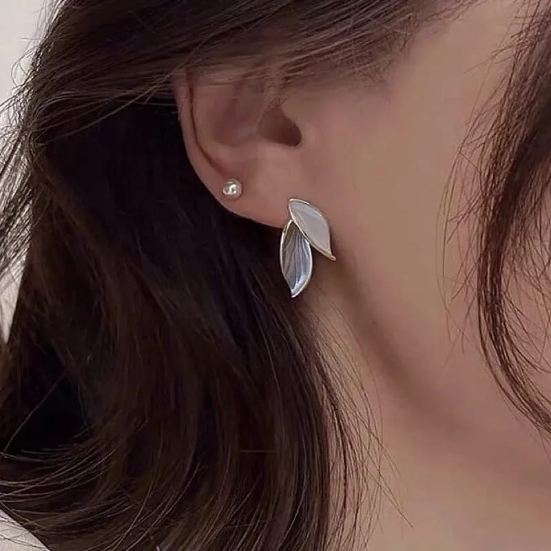 Leaf shape studs for women